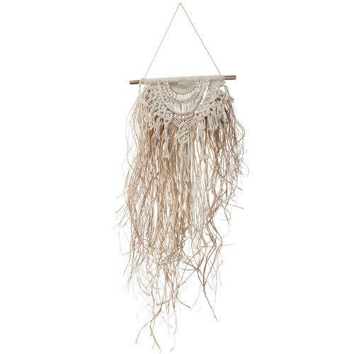 Floristik24 Macrame wall decoration boho cream natural raffia wood 38x100cm