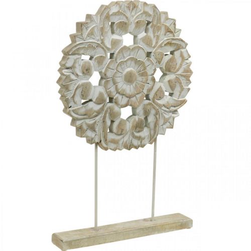 Floristik24 Floral mandala, wooden decoration to place, summer decoration, table decoration shabby chic natural, white H54.5cm Ø34cm