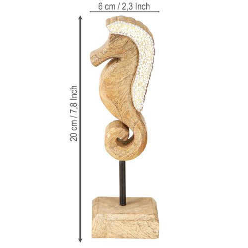 Product Mango wood decoration seahorse with pearls table decoration maritime 20cm