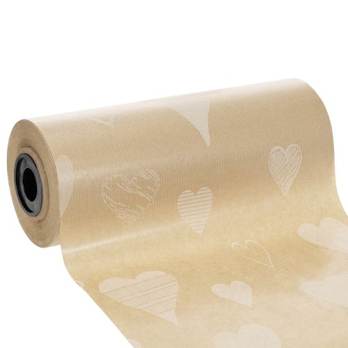 Cuff paper 25cm 100m natural hearts – Wet-strength florist paper buy online | Floristik24.co.uk