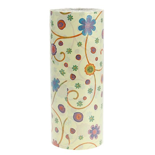 Floristik24 Cuff paper 25cm 100m cream with flowers