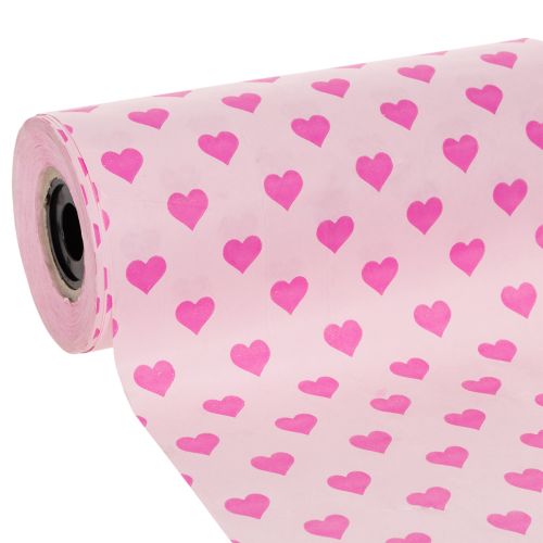Muff Paper with Heart Motif Pink 25cm x 100m