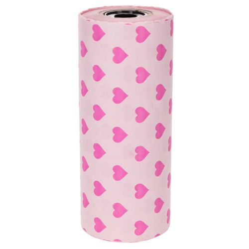Muff Paper with Heart Motif Pink 25cm x 100m | Floristik24.co.uk