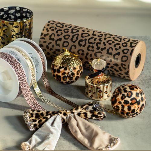 Product Leopard Pattern Wrapping Paper Roll 25cm x 100m for Indoor Decoration