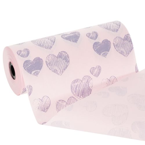 Product Floral wrapping paper with heart motifs for decorative flower creations, 25cm x 25m