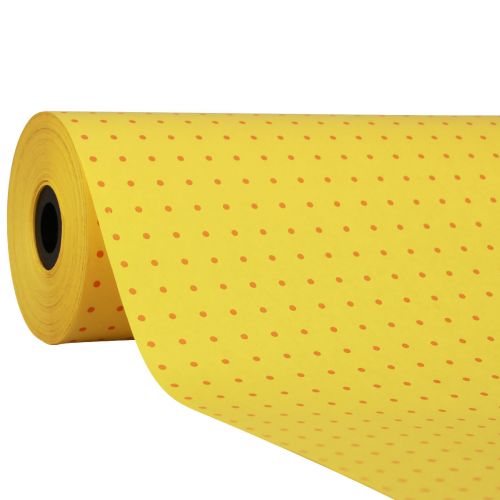 Floristik24 Cuff paper tissue paper yellow dots 25cm 100m