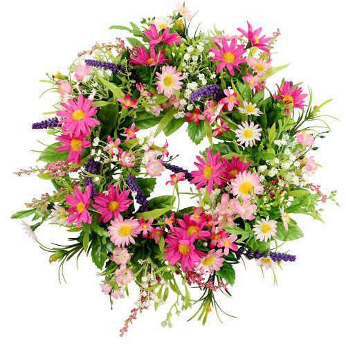 Floristik24 Marguerite wreath with lavender Pink Ø28cm