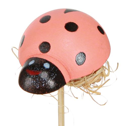 Product Ladybug Decoration Flower Plugs Wood Colored 3.5cm 24 Pcs