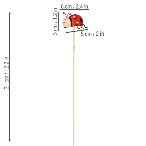 Product Ladybug garden stakes, decoration for spring and summer, flower decoration, 31cm, 4 pieces