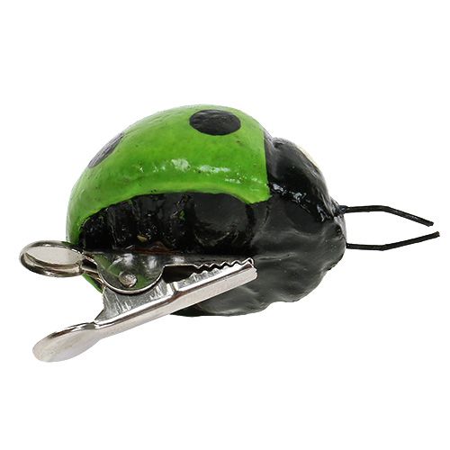 Product Ladybug with clip 4,5cm red, green 6pc