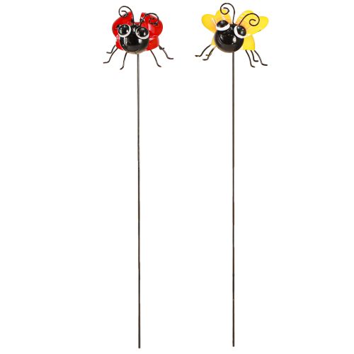 Product Ladybug and Bee with Stick Garden Decoration Metal 46cm 2pcs