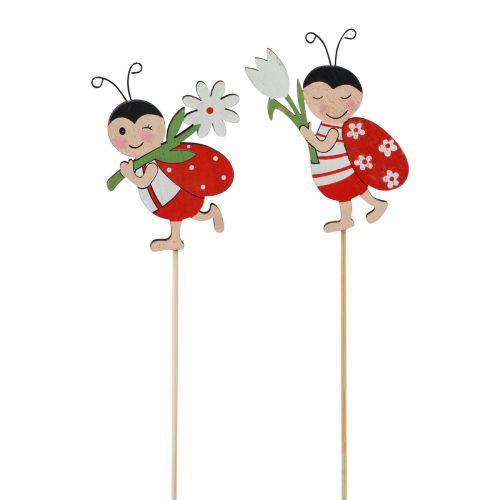 Product Ladybug Decoration Flower Plug Wood Metal 8.5cm 12 pcs