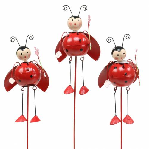 Floristik24 Deco plug ladybug metal H35cm 3pcs