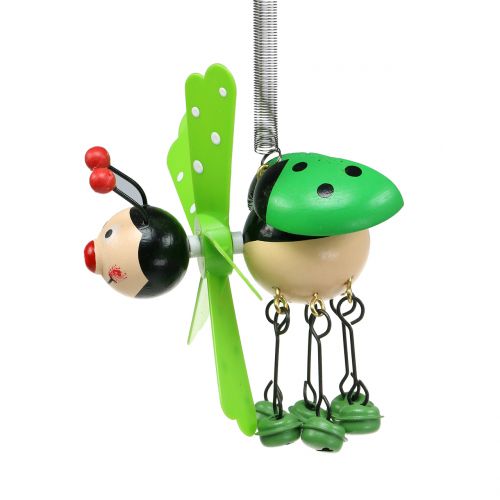 Floristik24 Wind Chime Ladybug Wood Green 12cm