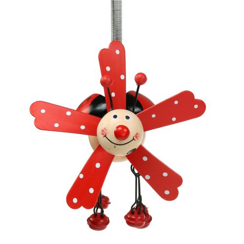 Floristik24 Wind chime ladybug wood red 12cm