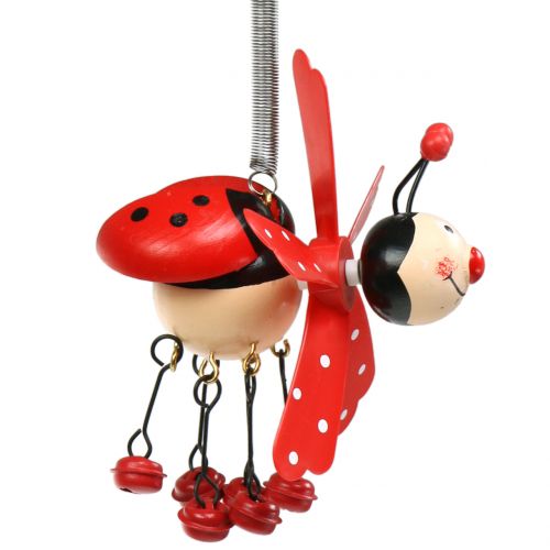 Floristik24 Wind chime ladybug wood red 12cm