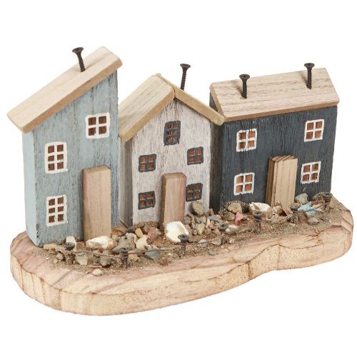 Floristik24 Maritime Decoration Houses Wood Fishing Village Blue White 26×16×10cm