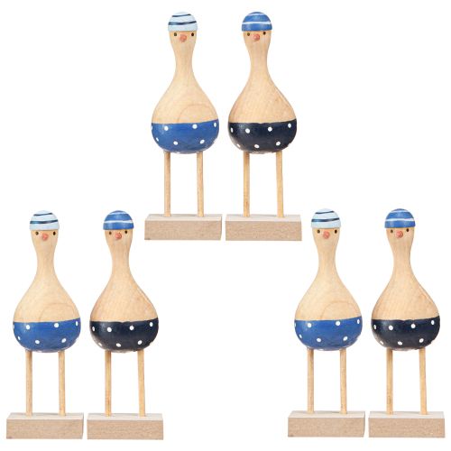 Product Maritime Decoration Seagulls Made of Wood Blue Dark Blue H14cm 6 Pcs