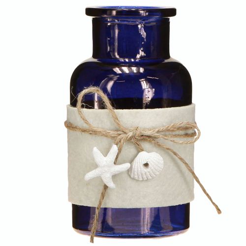 Product Maritime bottle vases with felt blue green white 12.5cm 3pcs