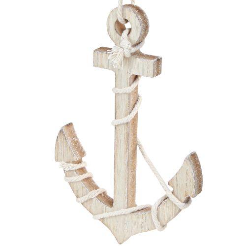 Product Maritime Wooden Anchor for Hanging White Natural 13.5×20cm 2 pcs
