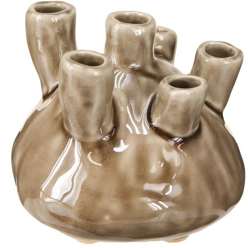Maritime Ceramic Vase Coral Look Brown Ø11.5cm H10cm