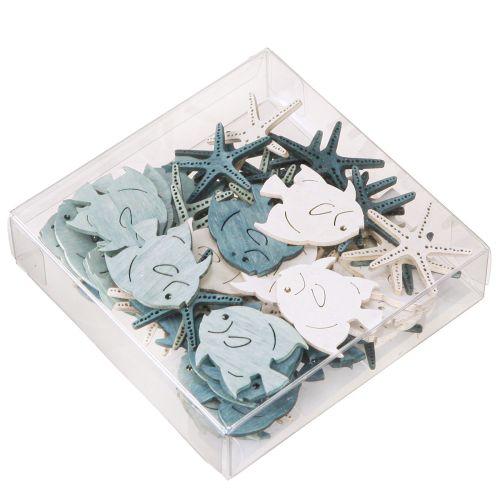 Product Maritime scatter decoration wooden table decoration starfish fish 4 cm 72 pcs