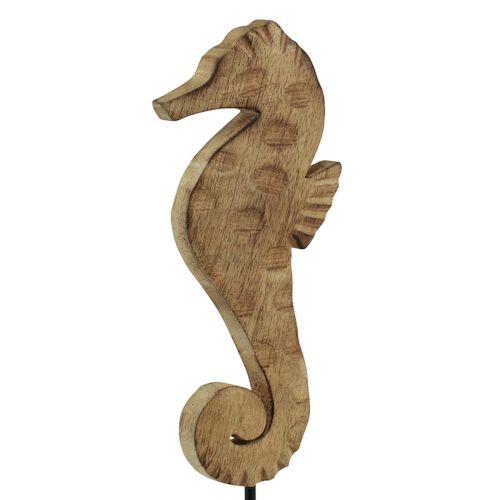 Product Maritime decoration seahorse on stand natural mango wood 29.5cm