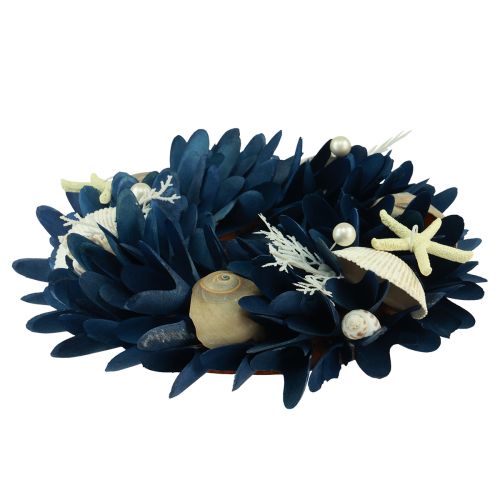 Floristik24 Maritime decorative wreath with shells blue natural colors Ø27cm