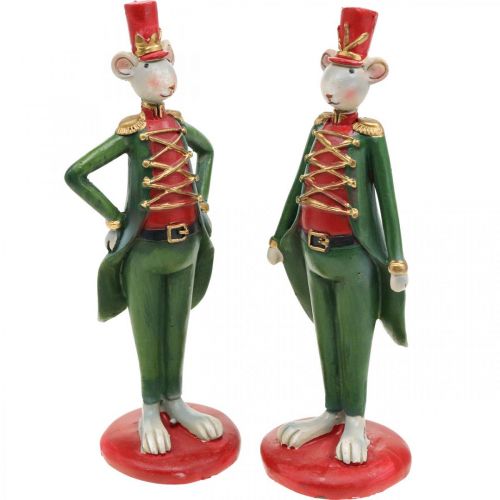 Floristik24 Christmas mouse decorative figure mouse in uniform 6 × 4.5 × H14.5cm 2pcs