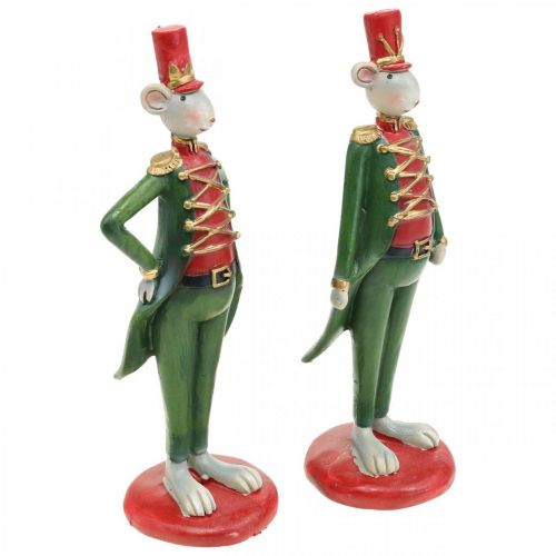 Floristik24 Christmas mouse decorative figure mouse in uniform 6 × 4.5 × H14.5cm 2pcs