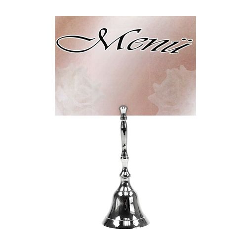 Floristik24 Menu card holder bell 12cm silver