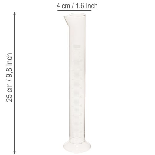 Glass Measuring Cylinder with Base, 100ml Scale, 25cm Height with Pouring Spout | Floristik24.co.uk