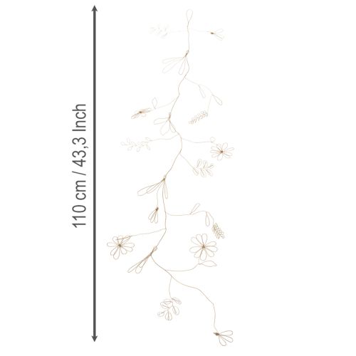 Product Metal flower decoration garland, wire for flower wreath, summer decoration, wall decoration, gold, 110cm