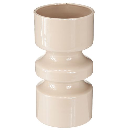 Metal Flower Vase Cappuccino Brown Enamel Ø9cm H17.5cm