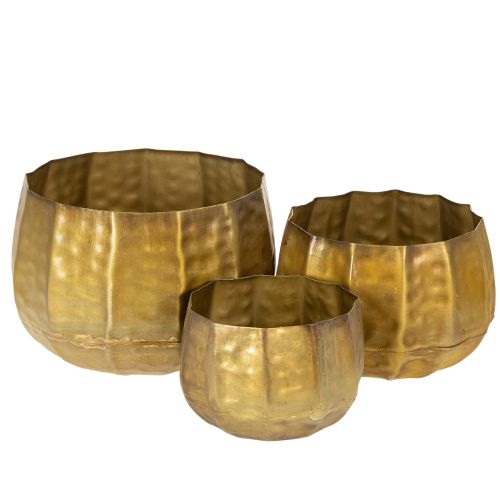 Floristik24 Metal decorative flower pot, brass, Ø22/18/14cm, set of 3