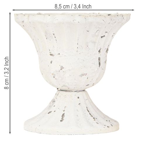 Product Metal Decorative Cup Small Shabby Chic White Ø8.5cm H8cm 2pcs
