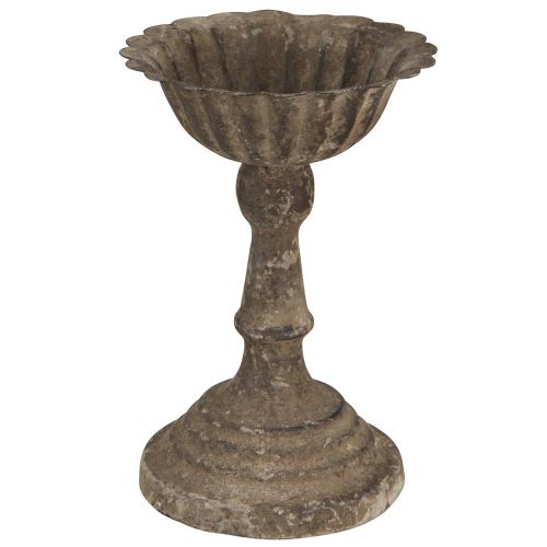Product Metal decorative bowl on foot chalice antique grey brown Ø12cm H18cm