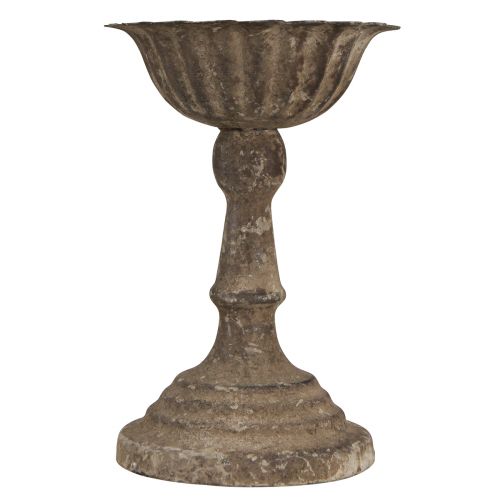 Product Metal decorative bowl on foot chalice antique grey brown Ø12cm H18cm