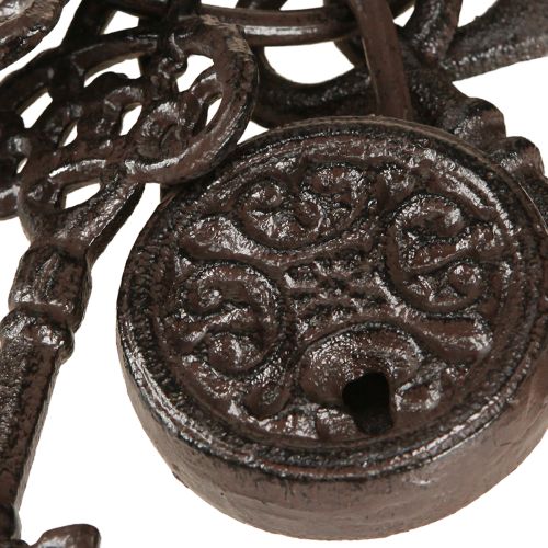 Product Metal Decorative Key Bunch with Lock Brown H22cm