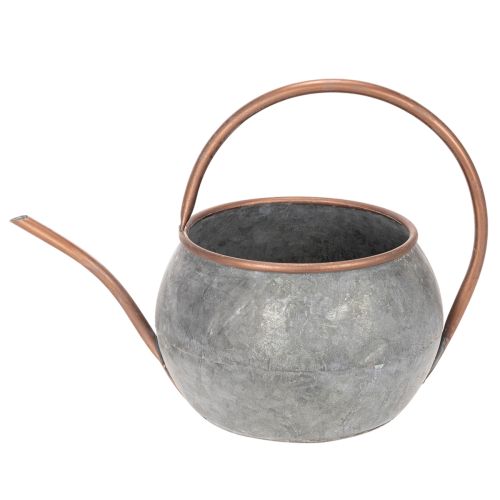 Metal decorative watering can, vintage country style, garden decoration, for planting, silver copper, L41cm Ø26cm H30cm | Floristik24.co.uk