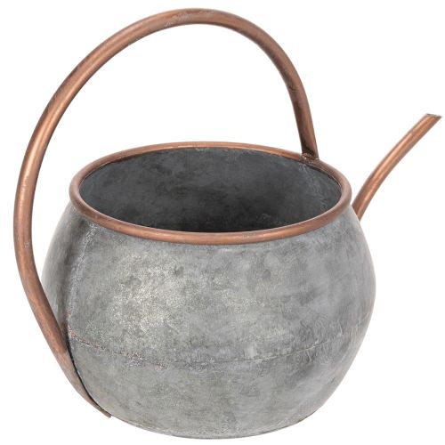 Metal decorative watering can, vintage country style, garden decoration, for planting, silver copper, L41cm Ø26cm H30cm | Floristik24.co.uk
