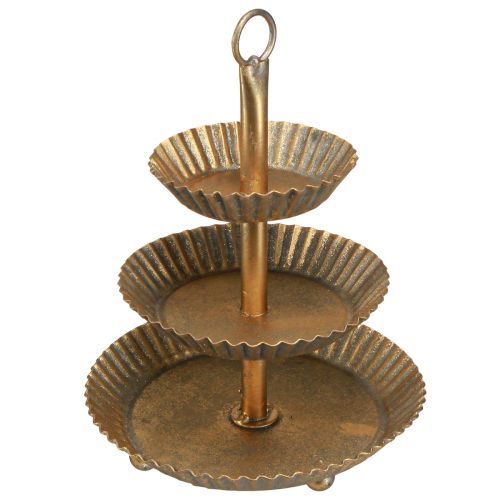 Floristik24 Metal etagere 3-tier gold antique vintage Ø17cm H23cm