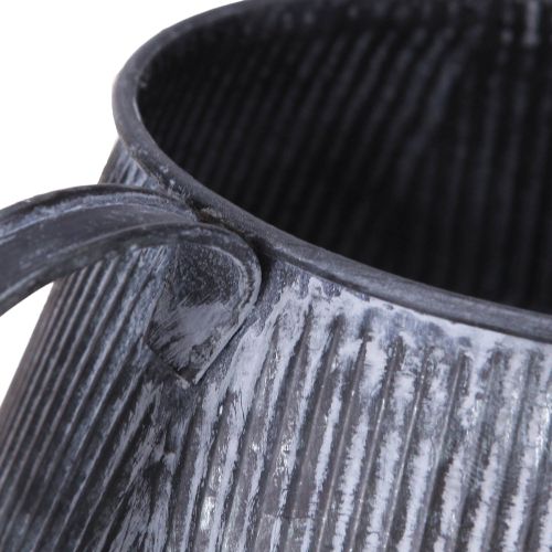 Product Metal jug decorative vintage grooves in black H12.5cm