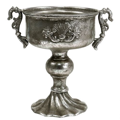 Floristik24 Antique metal goblet in silver Ø18cm H30cm