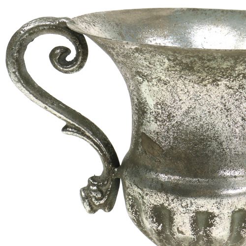 Floristik24 Metal cup antique look silver Ø12.5cm H16.5cm