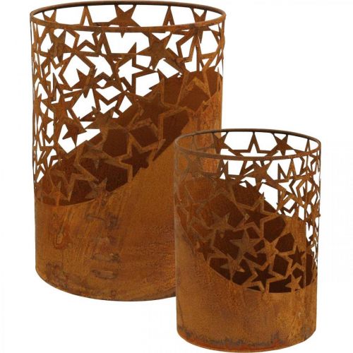 Floristik24 Metal lantern patina decoration stars Ø15cm/20cm set of 2