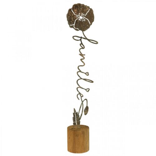 Floristik24 Metal deco flower wooden stand lettering &quot;Family&quot; H40cm