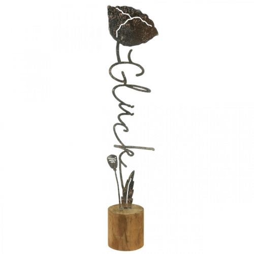Floristik24 Metal deco flower wooden stand lettering "Happiness" H40cm