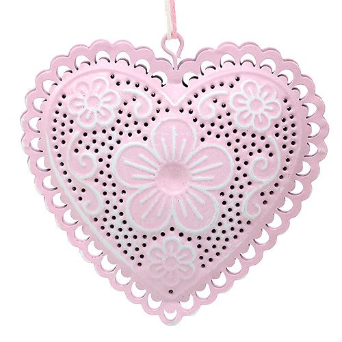Product Metal Hanger Heart White, Pink 8,5cm 6pcs