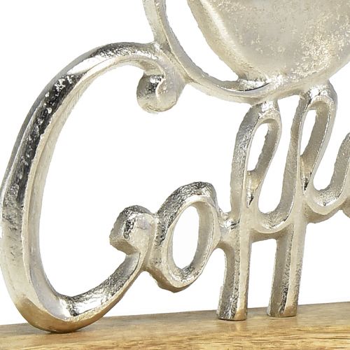Product Metal Wood Decorative Coffee Natural Silver Stand 25x5x26cm